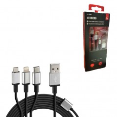 LAMPA Cable multi-carga con 3 conectores para teléfono móvil MICRO USB TIPO C IPHONE LAM38847