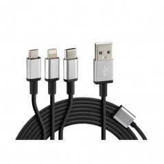 LAMPA Cable multi-carga con 3 conectores para teléfono móvil MICRO USB TIPO C IPHONE LAM38847