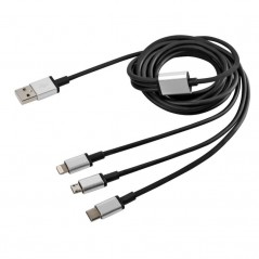 LAMPA Cable multi-carga con 3 conectores para teléfono móvil MICRO USB TIPO C IPHONE LAM38847