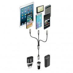 LAMPA Cable multi-carga con 3 conectores para teléfono móvil MICRO USB TIPO C IPHONE LAM38847