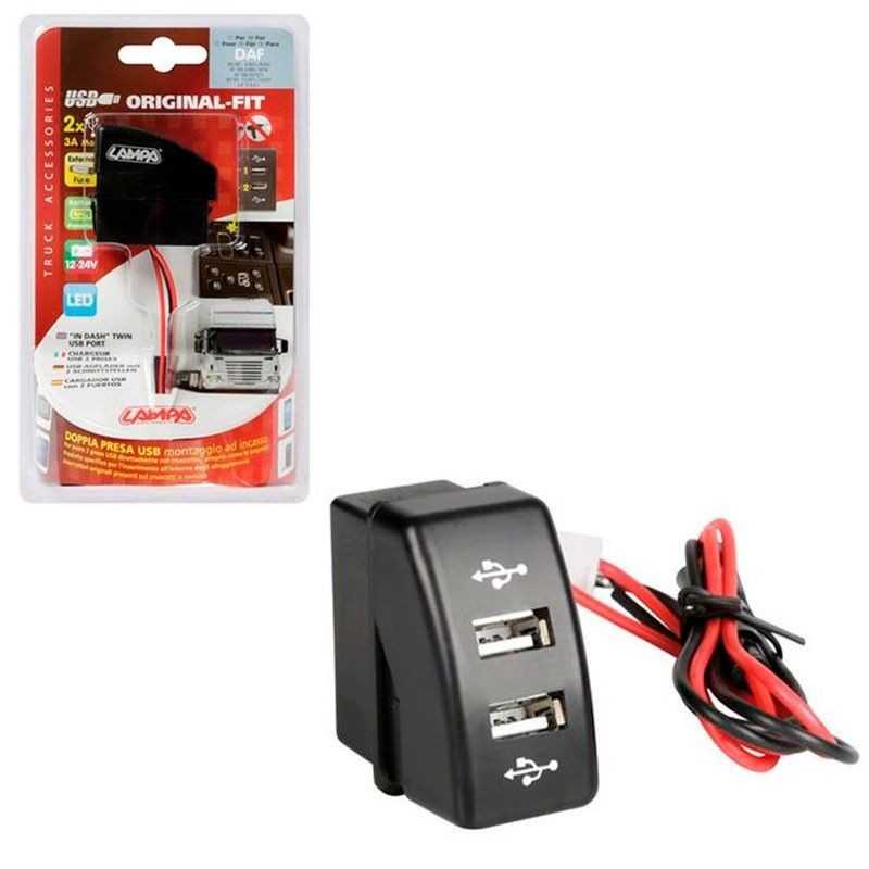 LAMPA Toma doble para camión USB 12/24V LAM97962