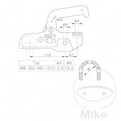 WINTERHOFF Tow ball hitch head 3500 KG WW350R B-K1212 50 MM 338.04.84