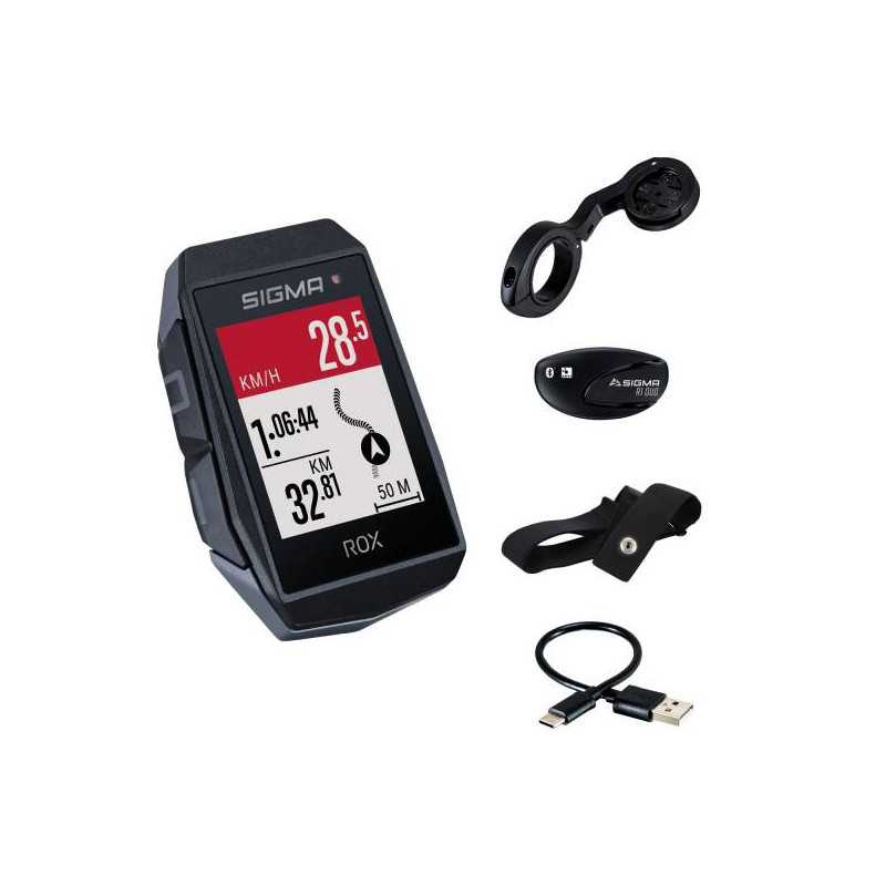 SIGMA Kit ciclocomputador 150 funciones GPS ROX 11.1 EVO HR 713050