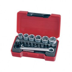 Mini set, ratchet 1/4/19 pieces drill bits toolbox