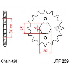 JT SPROCKETS Piñón de ataque transmisión delantero alta calidad F259