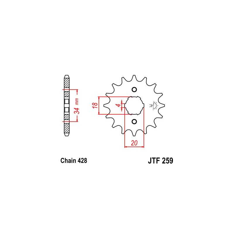 JT SPROCKETS Piñón de ataque transmisión delantero alta calidad F259