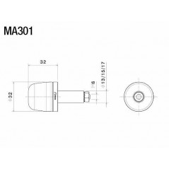 RIZOMA Contrapeso Manillar Terminal Universal MA301 de en Aluminio Anodizado Negro